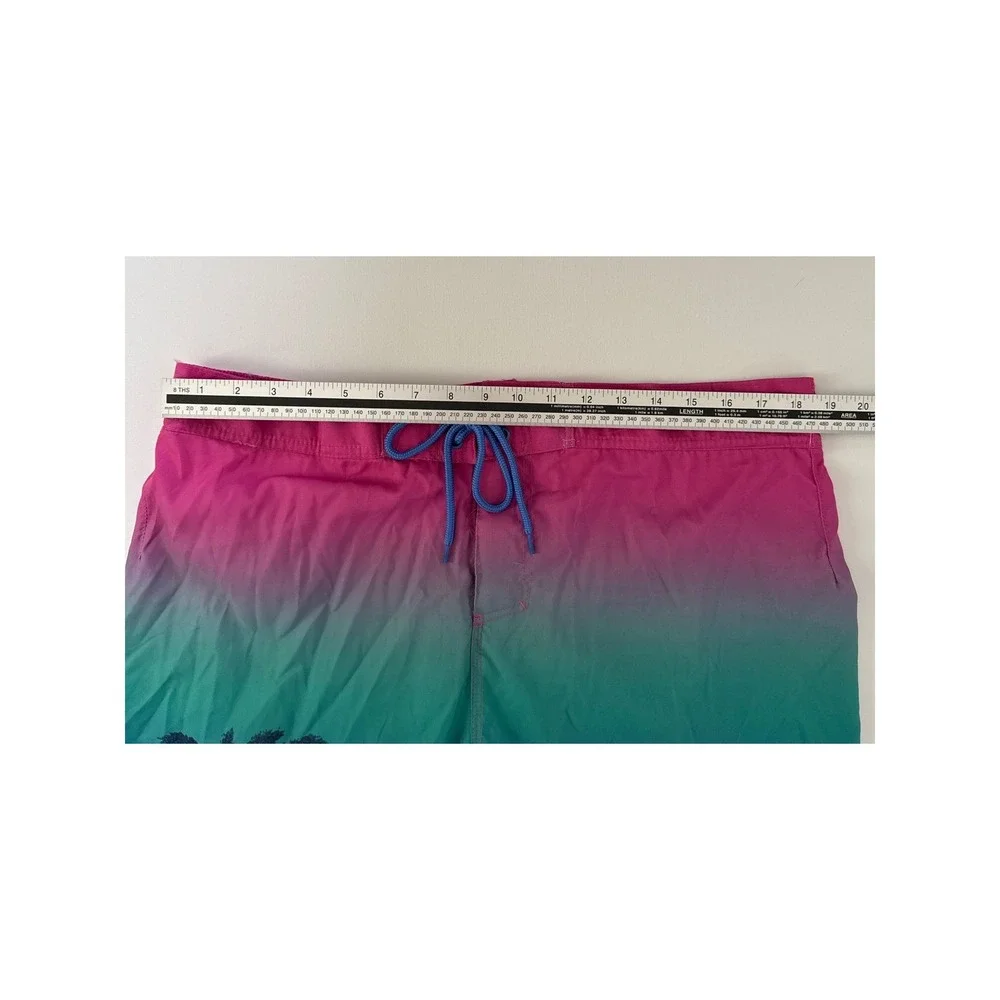 Corona Extra Mens Ombre Tropical Palm Tree Swim Trunks Pink Blue Large TA001
